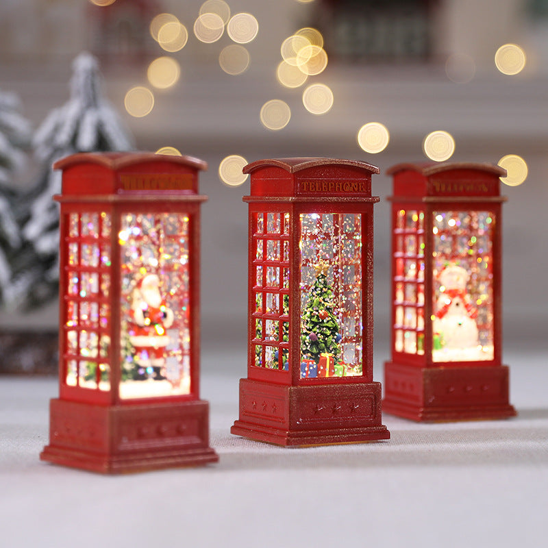 Christmas-Themed Miniature Telephone Booth Decoration