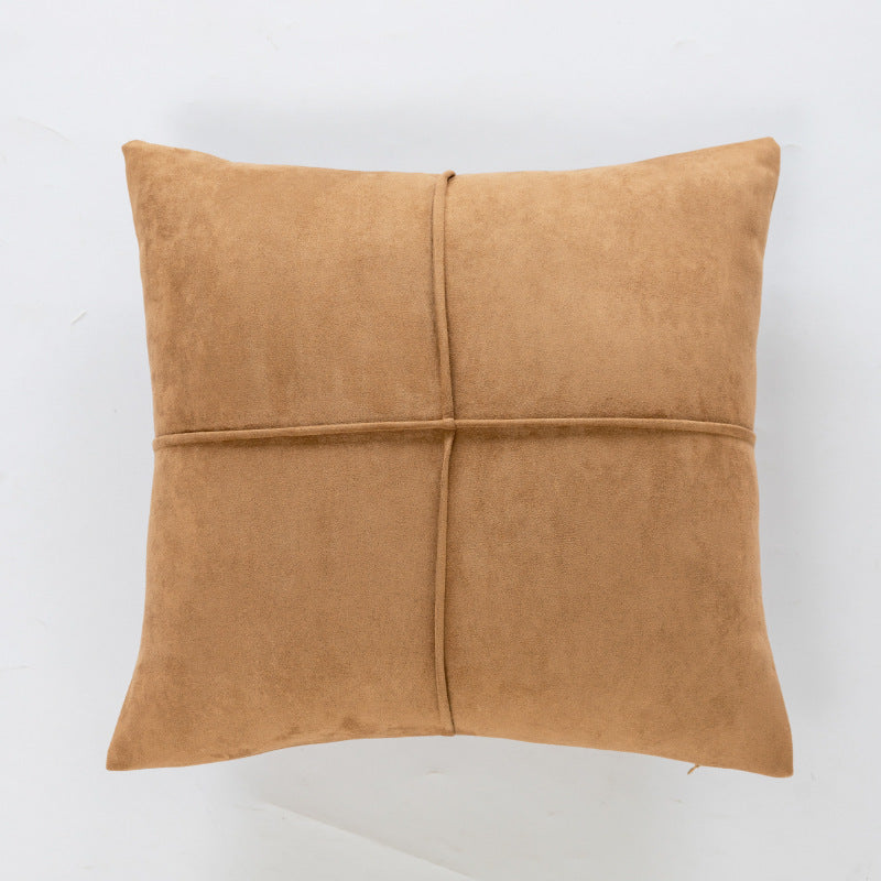 Plush Faux Fur Ribbed Grid Square Throw Pillow with Channel-Quilt Texture