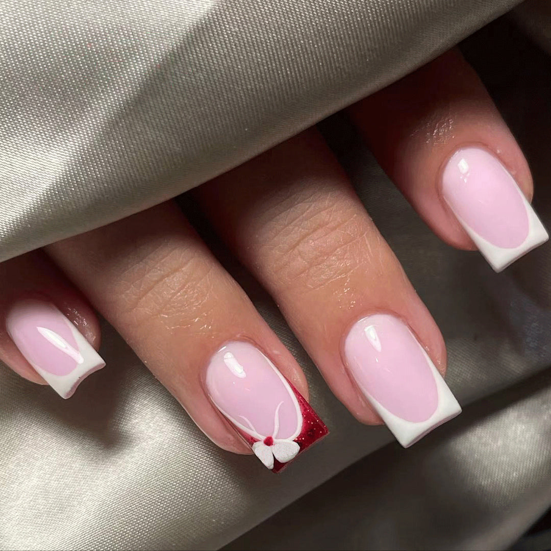 Creative Floral French Tip Nail Art Set