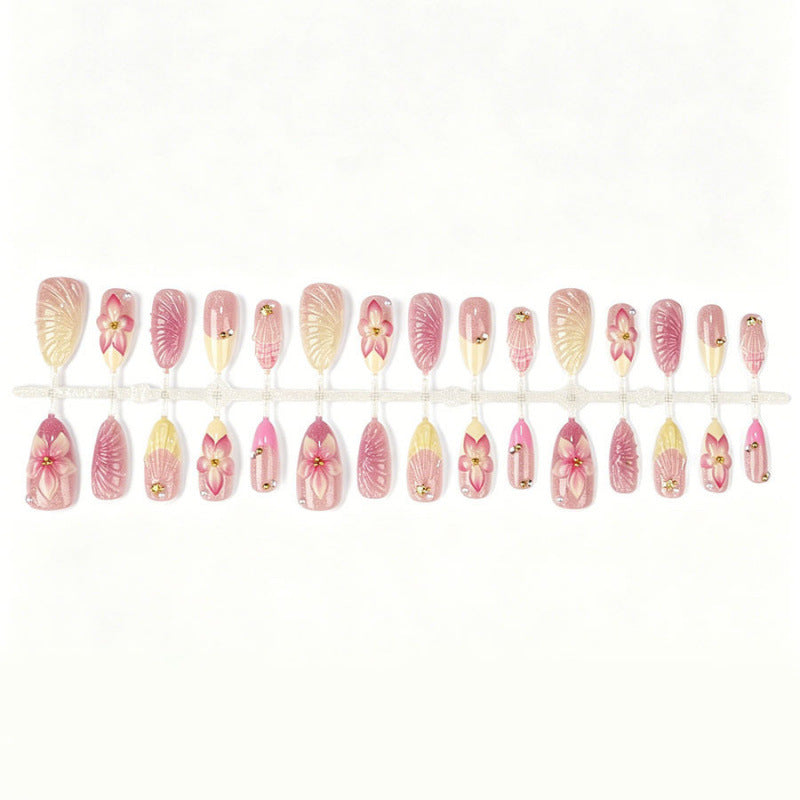 Decorative Floral-Embellished Press-On Nail Set