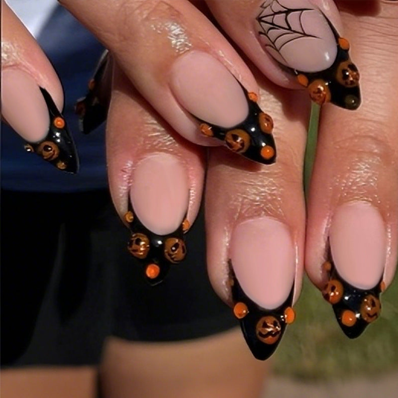 Halloween Art Nail Set with Creative Pumpkin and Spider Designs Kalsten