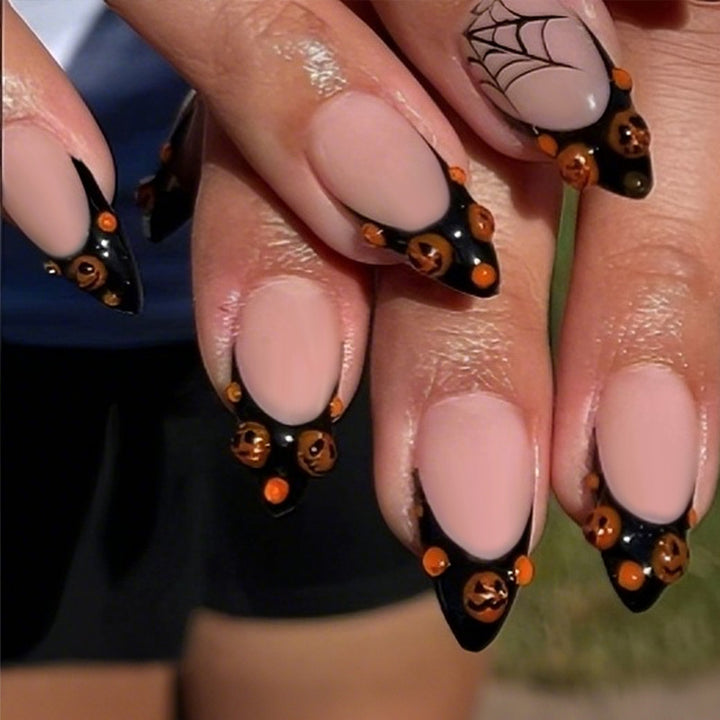 Halloween Art Nail Set with Creative Pumpkin and Spider Designs Kalsten