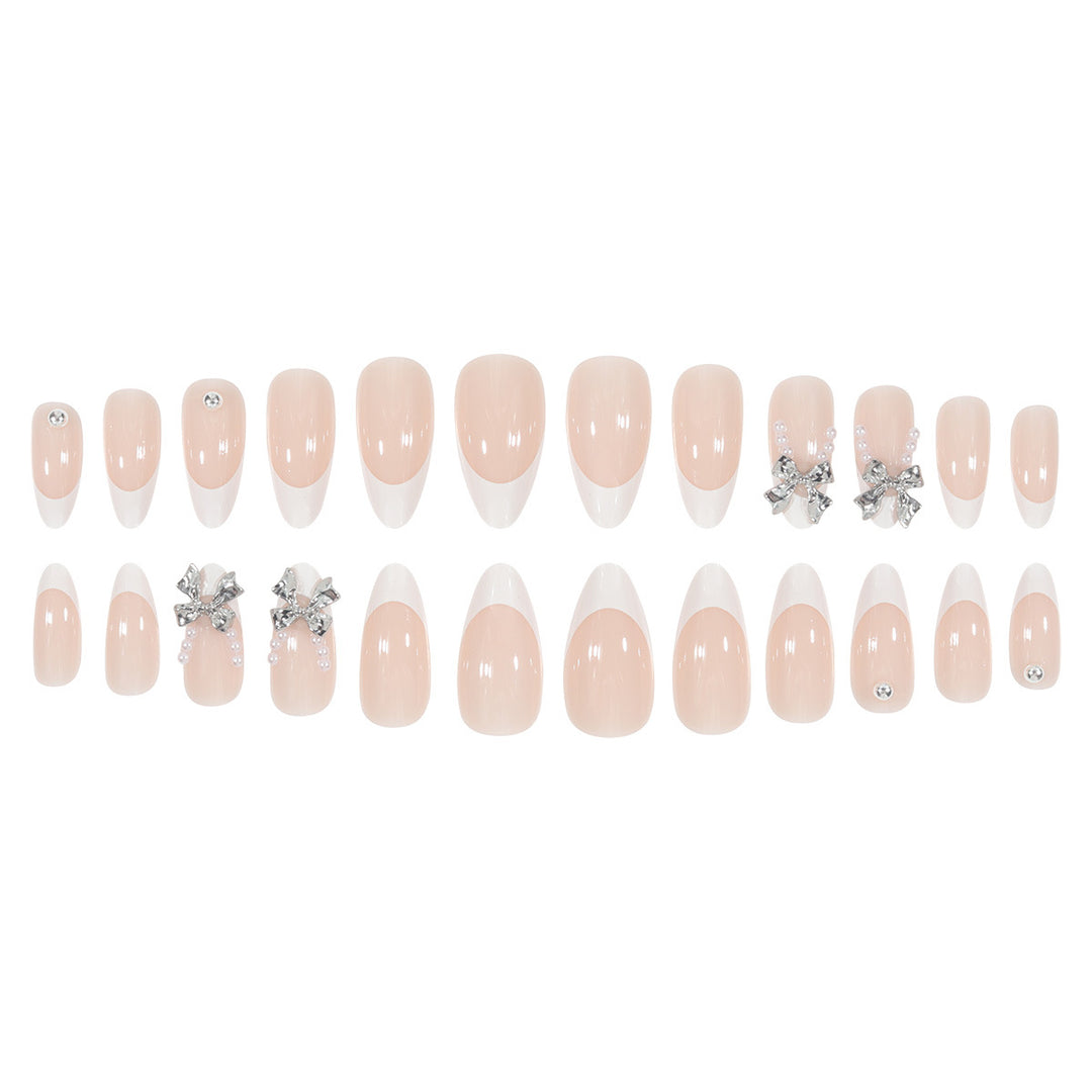 Decorative Stiletto Press-On Nail Set with Silver Accents Kalsten