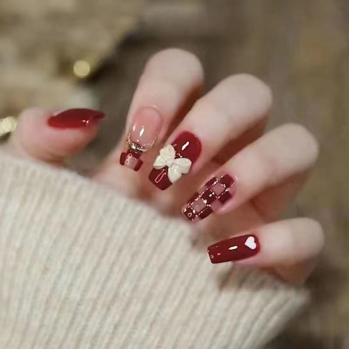 Decorative Bow-Embellished Press-On Nails