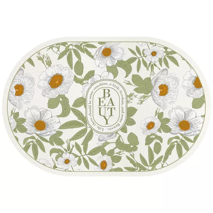 Botanical Print Bathroom Mat for Home