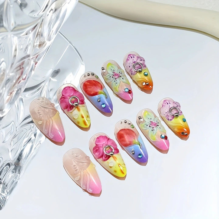 Intricately Designed Floral Press-On Nails Kalsten