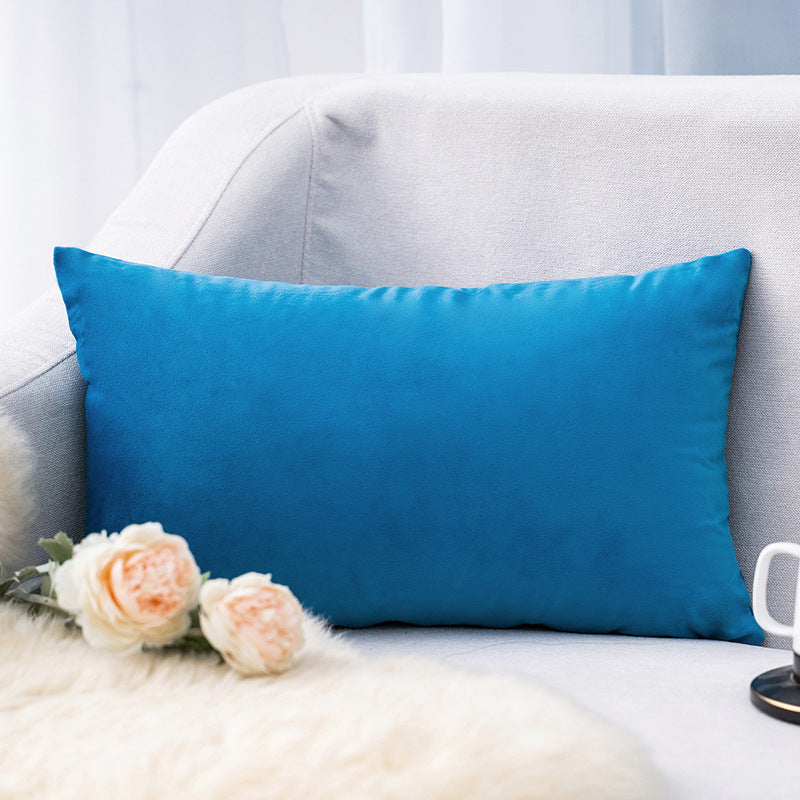 Plush Velvet Lumbar Pillow Cover with Hidden Zipper and Removable Insert Support