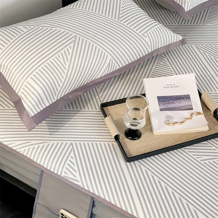 Comfort Topper Mattress Protector with Elastic Straps and Geometric Quilted Pattern
