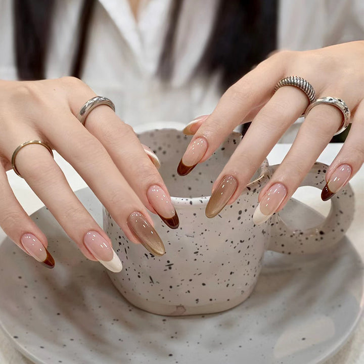 Almond-Shaped Press-On Nails with Elegant Gradient Design Kalsten