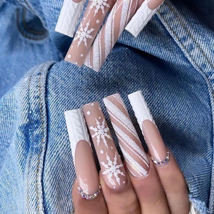 Artistic Snowflake-Inspired Press-On Nails Kalsten