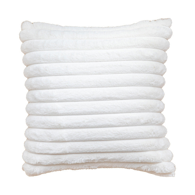 Decorative Plush Ribbed Throw Pillow with Removable Insert