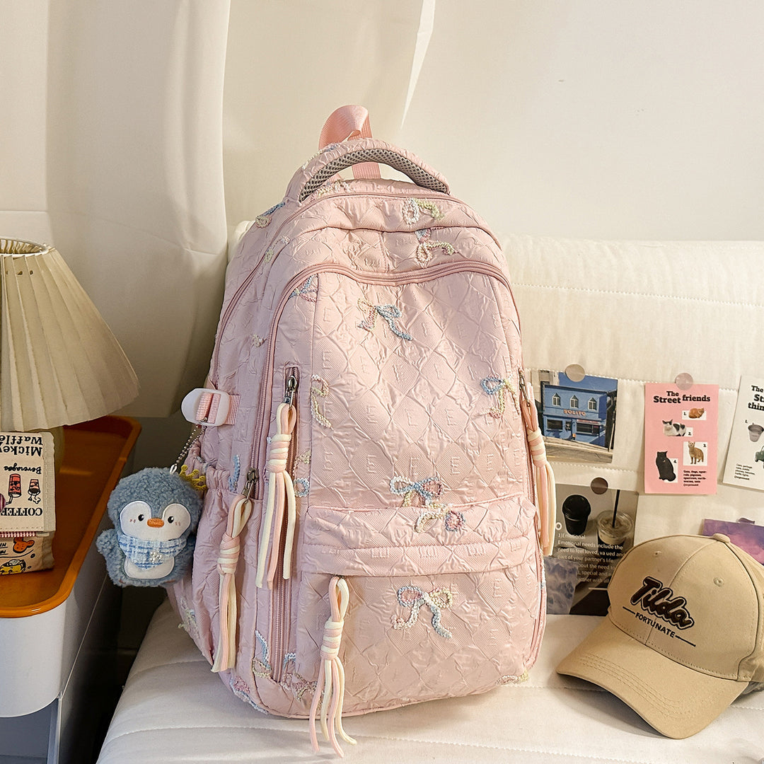 Embroidered Quilted Backpack Kalsten