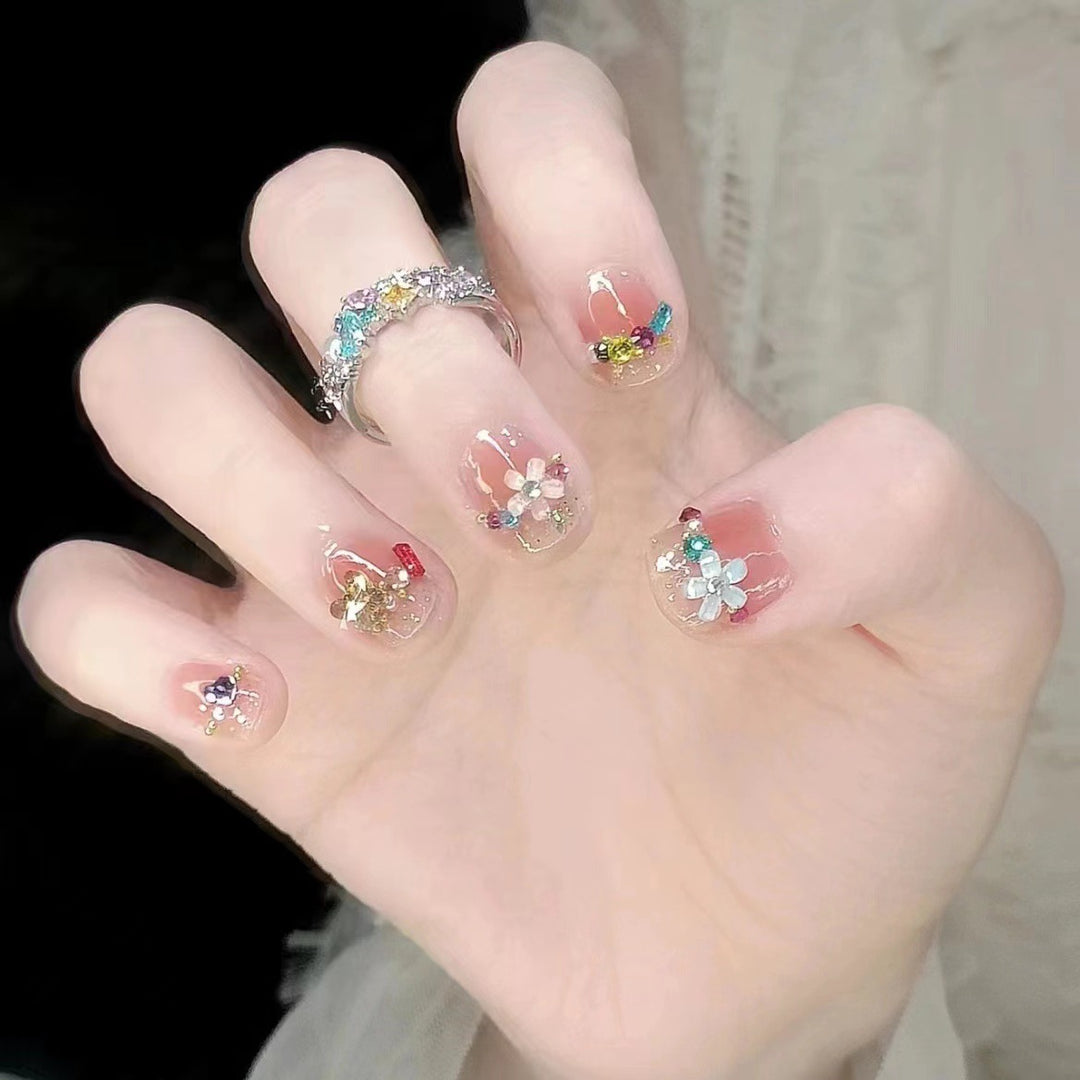 Artistic Floral Press-On Nails Set