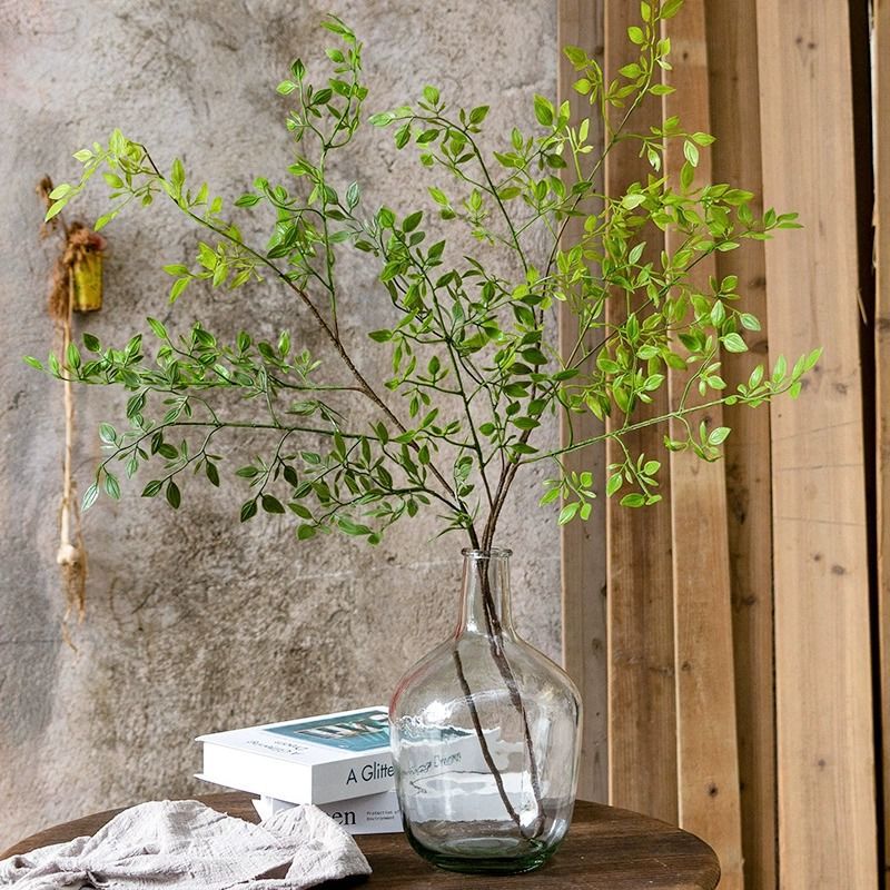 Elegant Glass Vase with Lifelike Greenery Arrangement