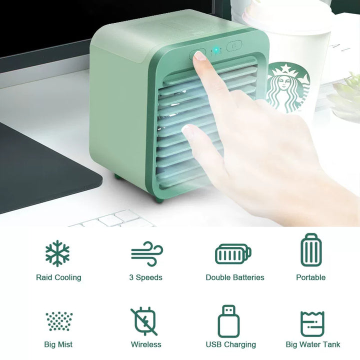 Unisex one size ultra-compact personal microclimate cooling cube for the desk with refillable water tank adjustable air guide vanes whisper-quiet USB-powered fan Kalsten