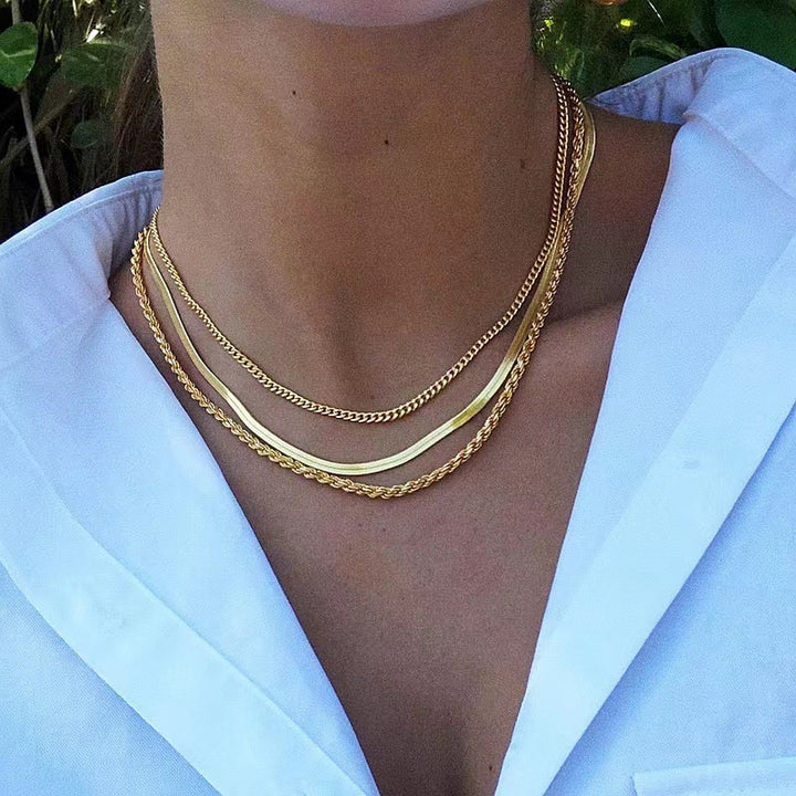 Layered Textured Chain Necklace Kalsten