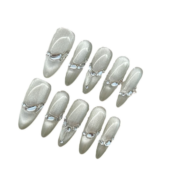 Decorative Crystal-Embellished Press-On Nails