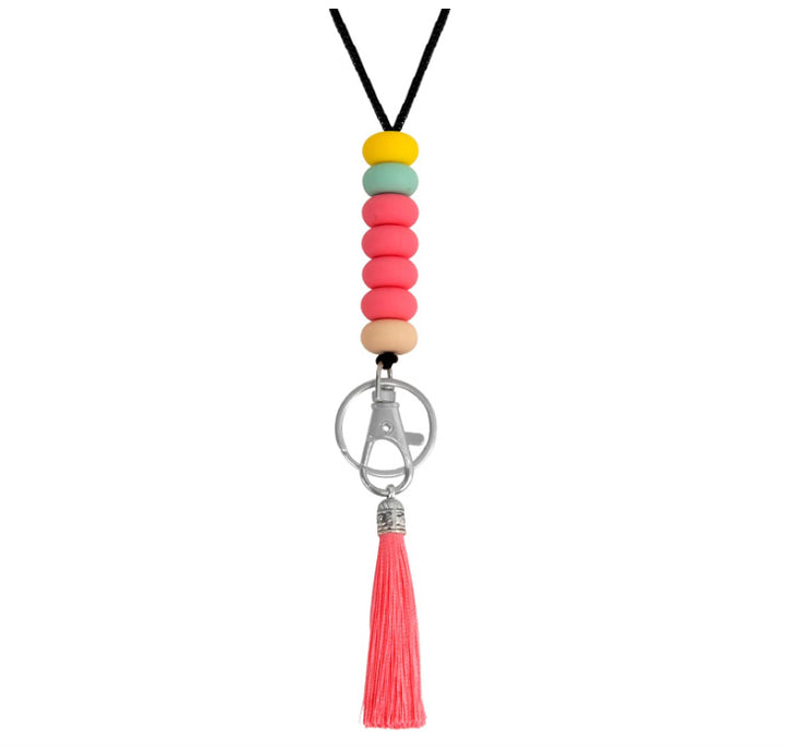 Colorful Beaded Keychain Lanyard with Tassel Kalsten