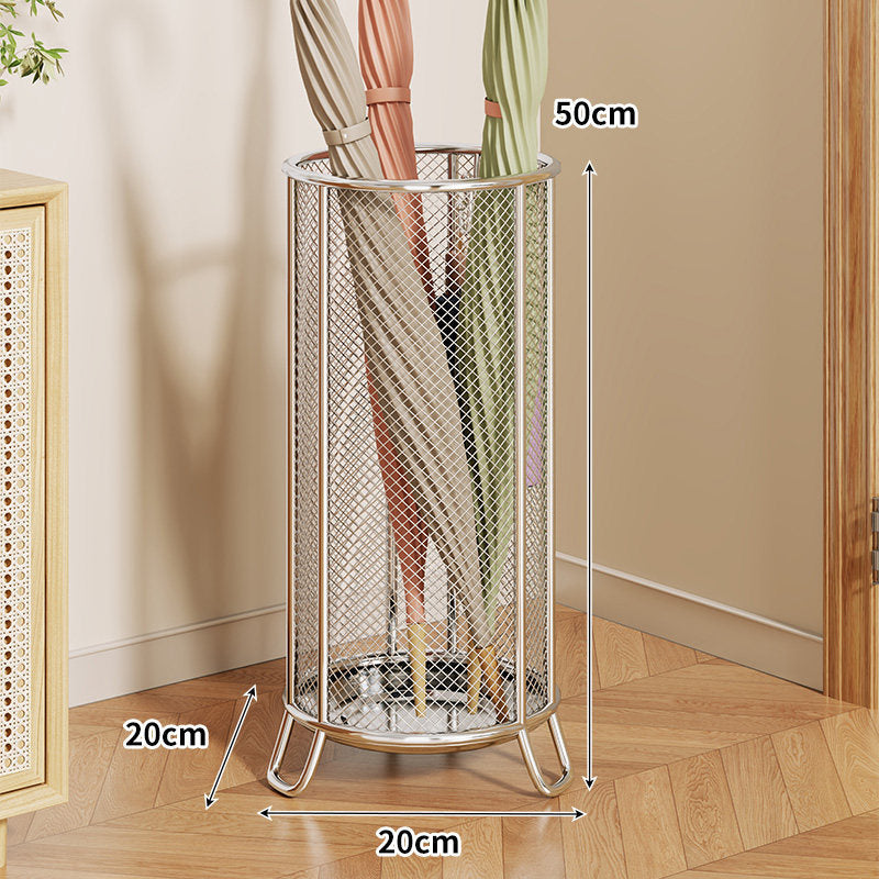 Freestanding Metal Mesh Umbrella & Walking Stick Holder with Raised Ring Base