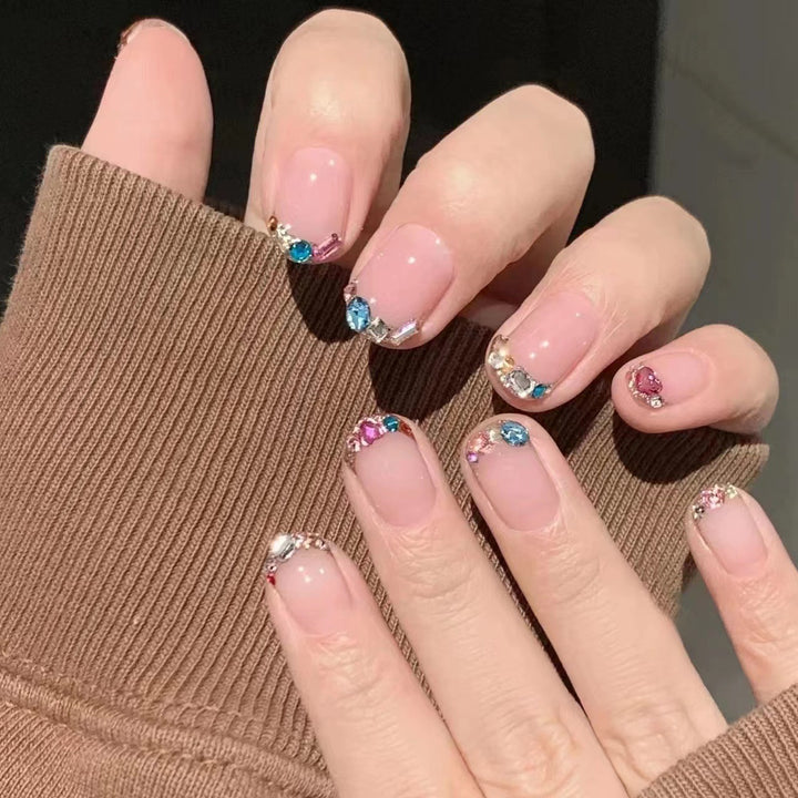 Glamorous Crystal-Embellished Nail Art