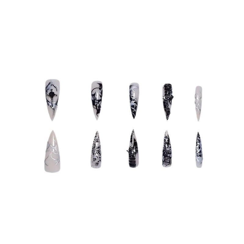 Intricate Gothic Acrylic Nail Enhancements Kalsten