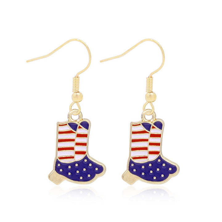 Women's star-shaped enamel earrings with USA flag motif and gold-plated fish Kalsten