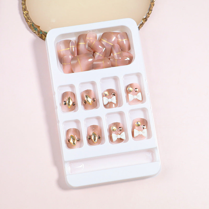 Decorative Press-On Nail Art Set with Bow Accents Kalsten