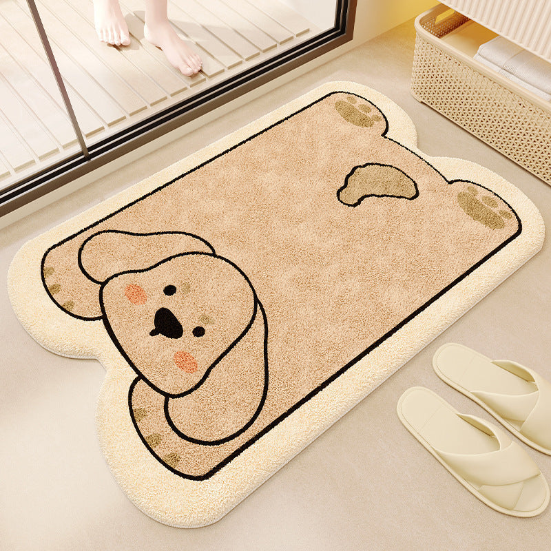 Cartoon Bear-Shaped Plush Bath Rug for Bathroom