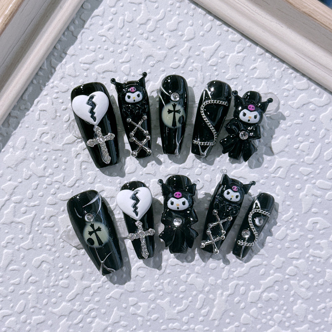 Gothic-Inspired Decorative Press-On Nail Art Set