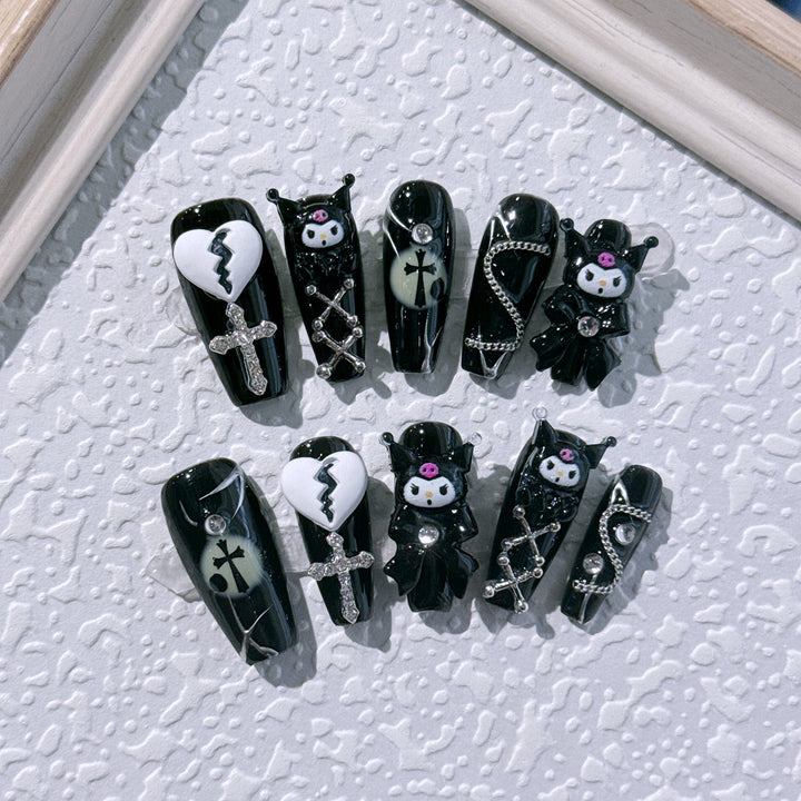 Gothic-Inspired Decorative Press-On Nail Art Set