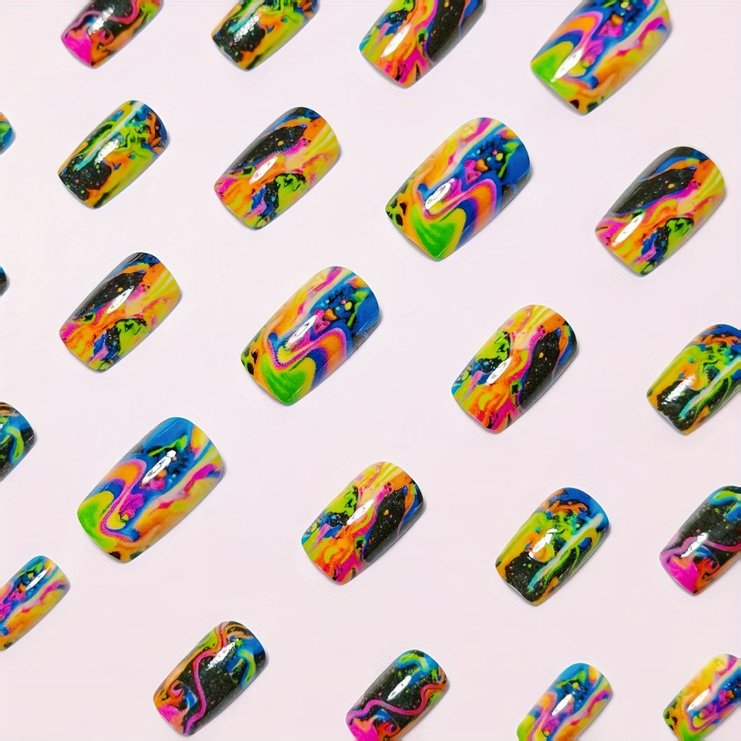 Neon Marbled Nail Art Kalsten