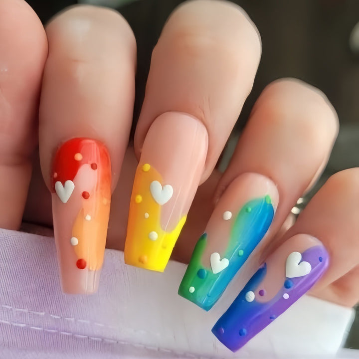Acrylic Nail Set with Colorful and Creative Designs Kalsten