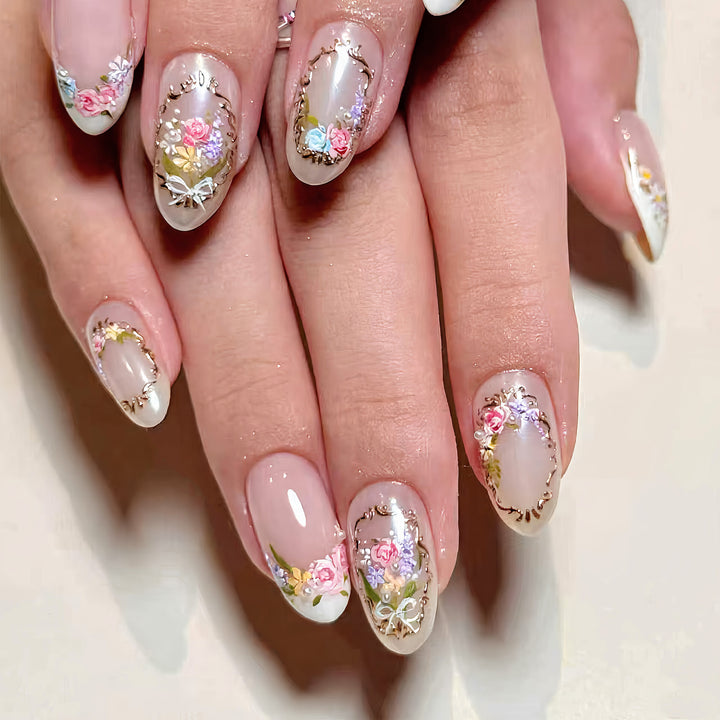 Decorative Press-On Nail Art Set with Floral Accents Kalsten 1790636675