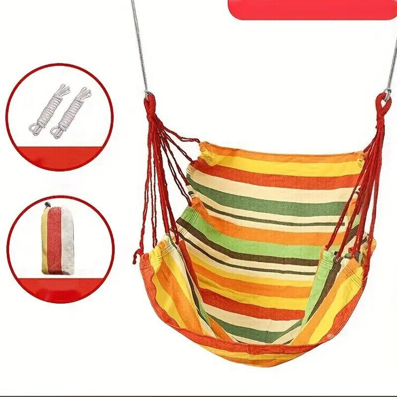 Hanging hammock chair with reinforced cotton canvas and integrated arm pockets Kalsten