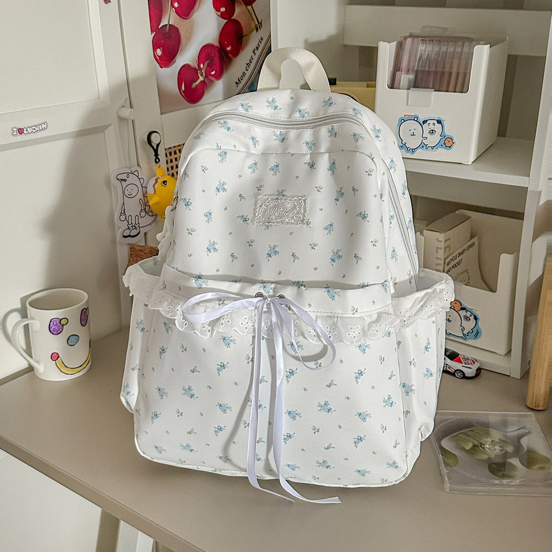 Whimsical Floral Embellished School Backpack Kalsten