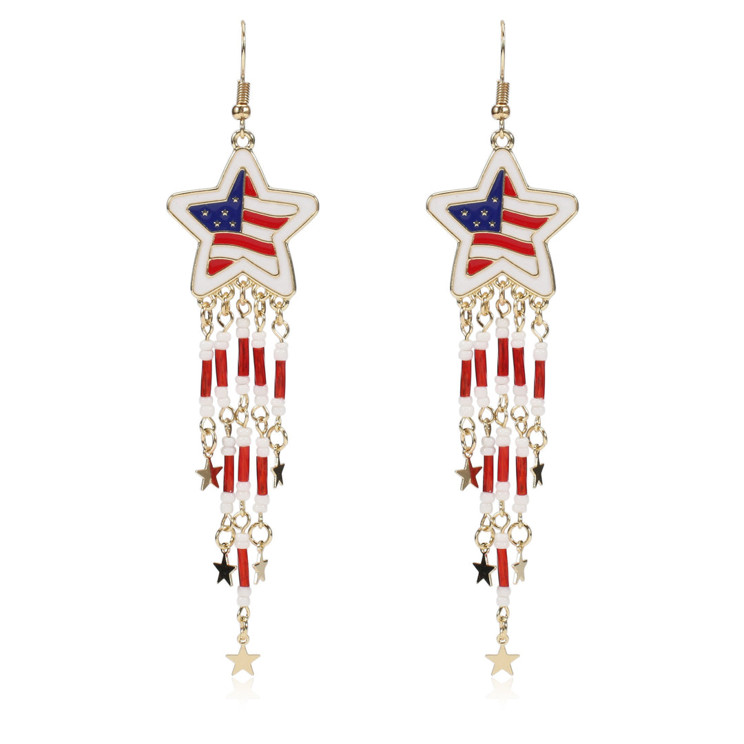 Women’s dangling earrings with enameled medallion and pearl fringes Kalsten