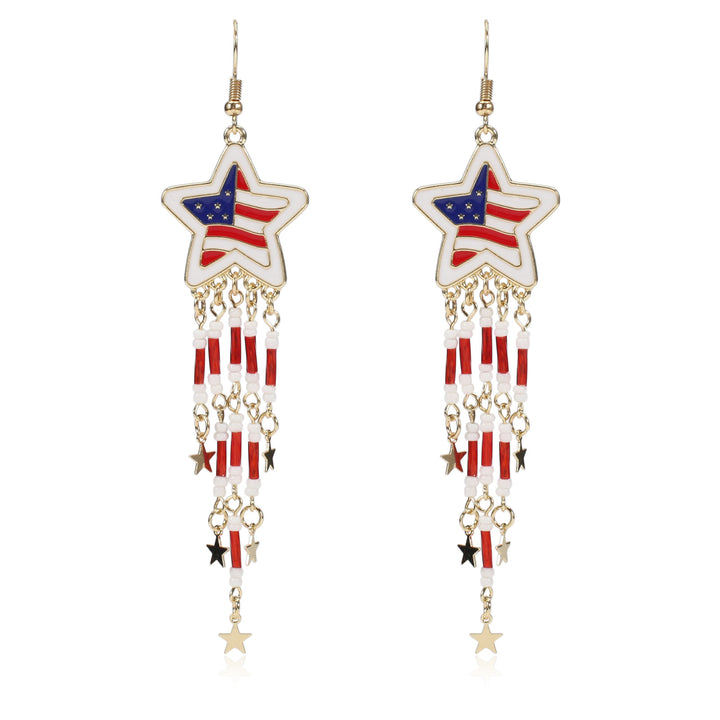 Women’s dangling earrings with enameled medallion and pearl fringes Kalsten