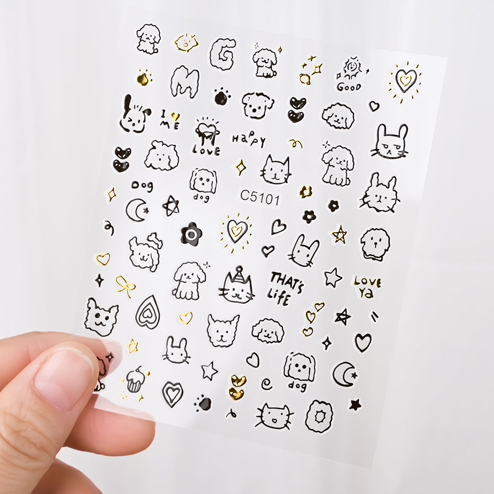 Cat-Themed Nail Art Stickers