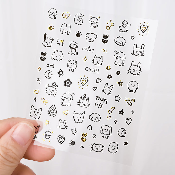 Cat-Themed Nail Art Stickers