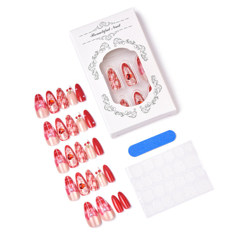 Creative nail art set with romantic heart designs and elegant decorations Kalsten