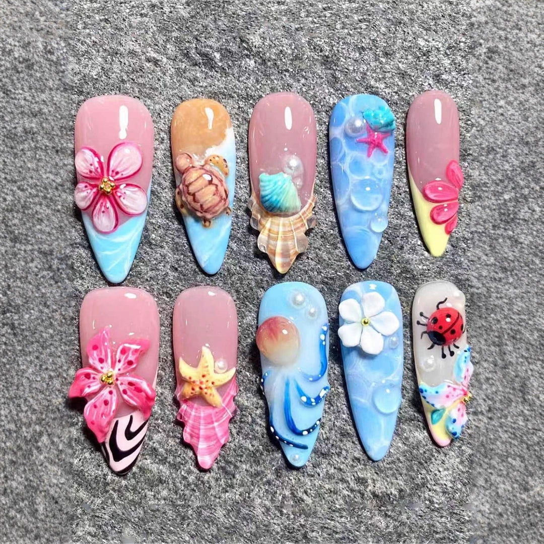Artistic Ocean-Inspired Nail Art Enhancements Kalsten