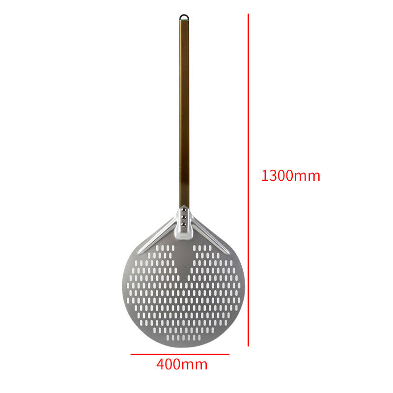 long wooden handled round aluminum pizza peel with reinforced neck Kalsten