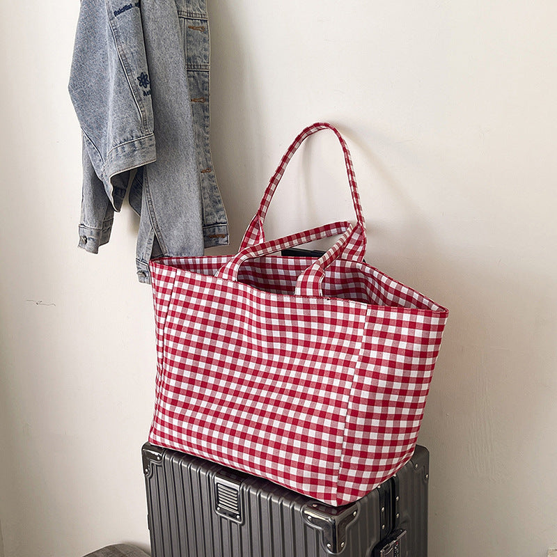 Stylish Checked Utility Tote Bag Kalsten