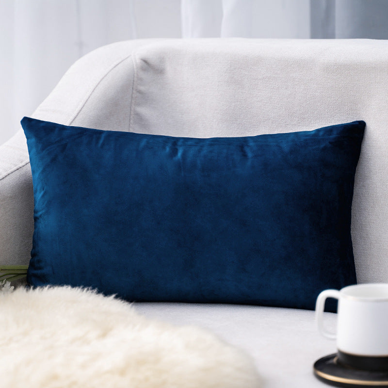 Plush Velvet Lumbar Pillow Cover with Hidden Zipper and Removable Insert Support