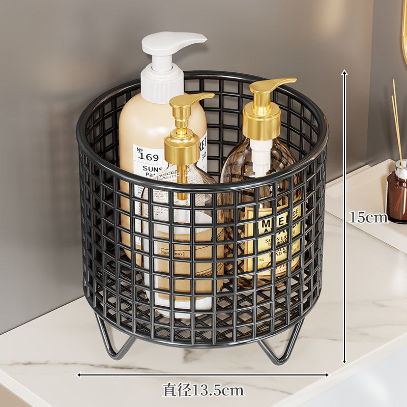 Square Chrome Wire Countertop Bathroom Bottle Organizer with Raised Feet
