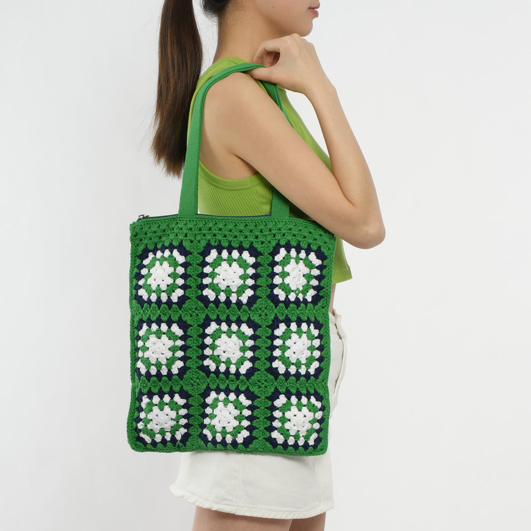 Handcrafted cotton tote bag in vintage granny design Kalsten