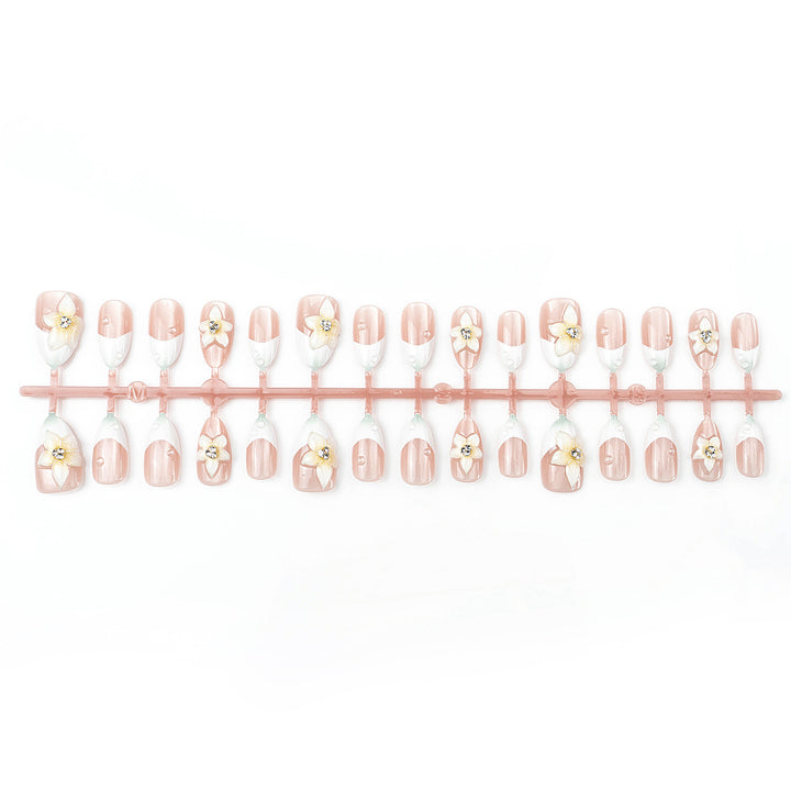 Premium Decorative Press-On Nail Set with Floral Accents Kalsten