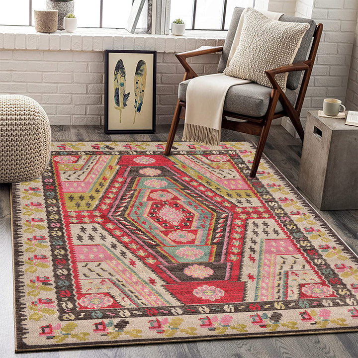 Vintage-Inspired Ornate Area Rug