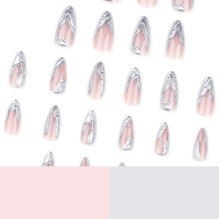 Artistic Acrylic Stiletto Nails with Elegant Metallic Decorations Kalsten