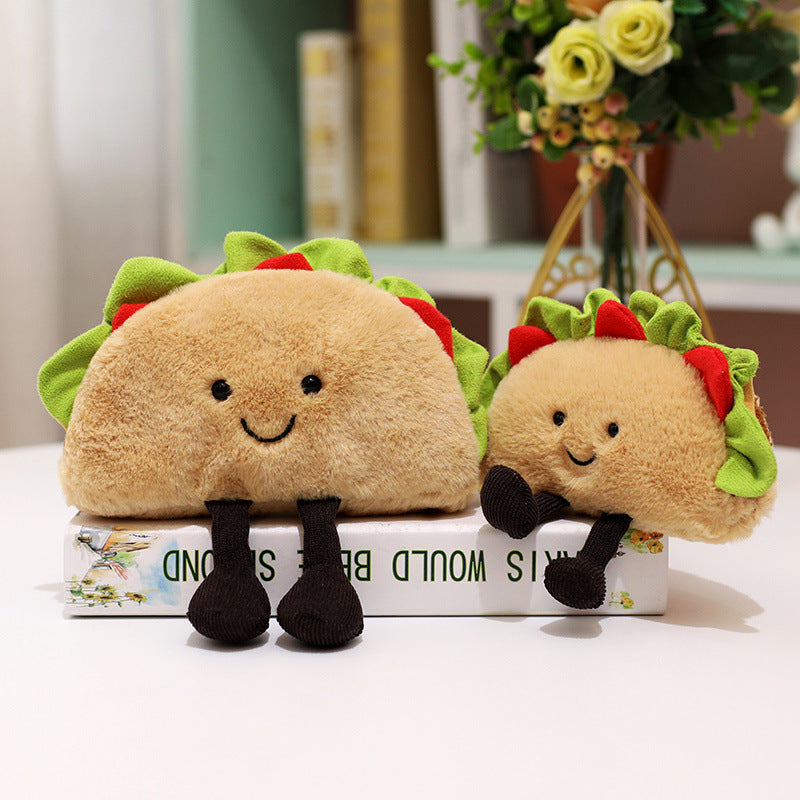 Plush Taco Character Sitting Toy with Dangling Corduroy Legs Kalsten